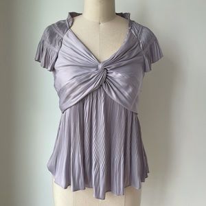 Soft lavender twist front gathered blouse